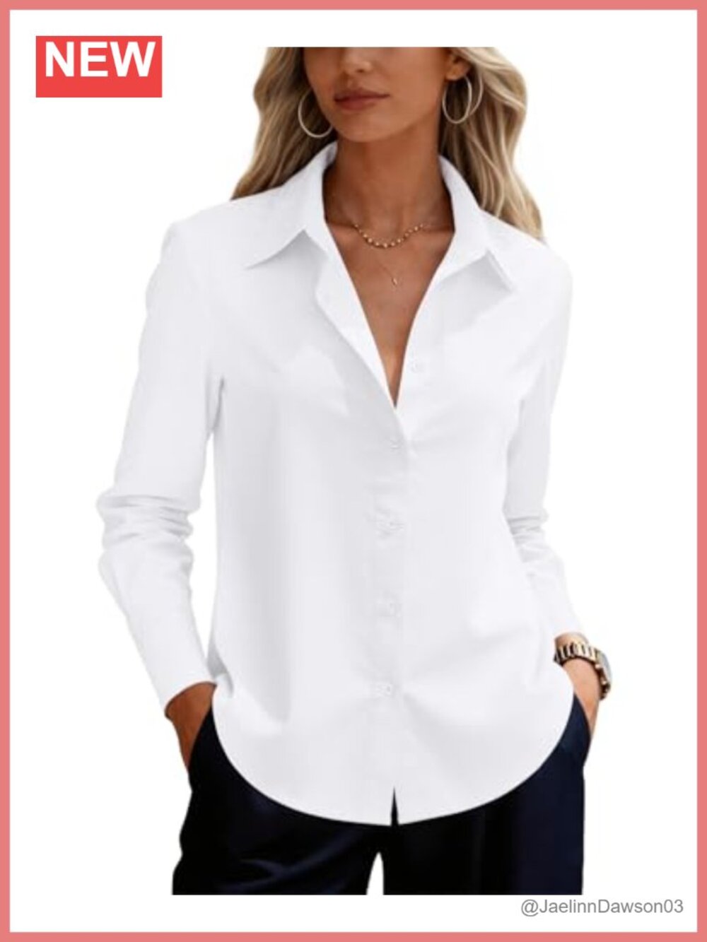 Women's Button Down Shirt Cotton Long Sleeve Work Blouse
